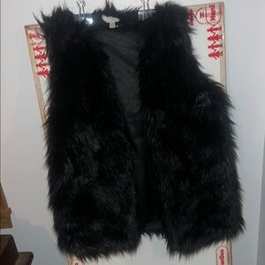 Time and Tru Black Faux Fur Vest